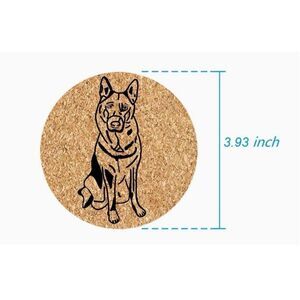 German Shepherd Dog Coaster Cork Laser Engraved Animal Home Decor Handmade
